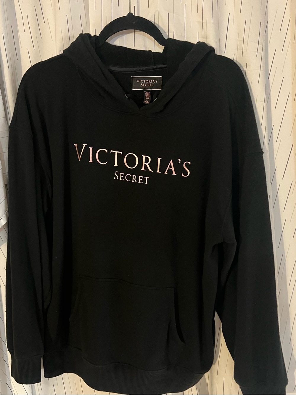 Victoria's Secret Black Hoodie with Pink Logo